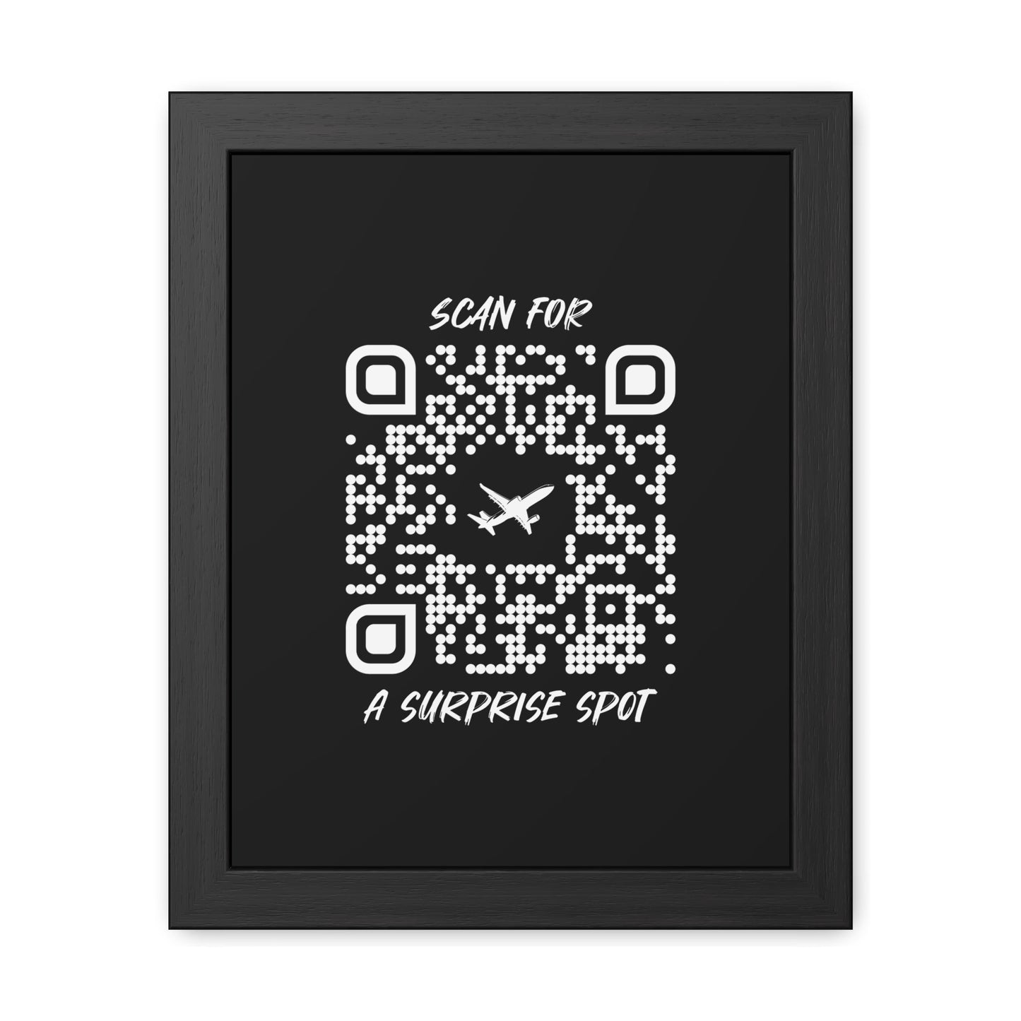 Travel – Framed Poster – Black – Scan for a Surprise Spot - QR NATION