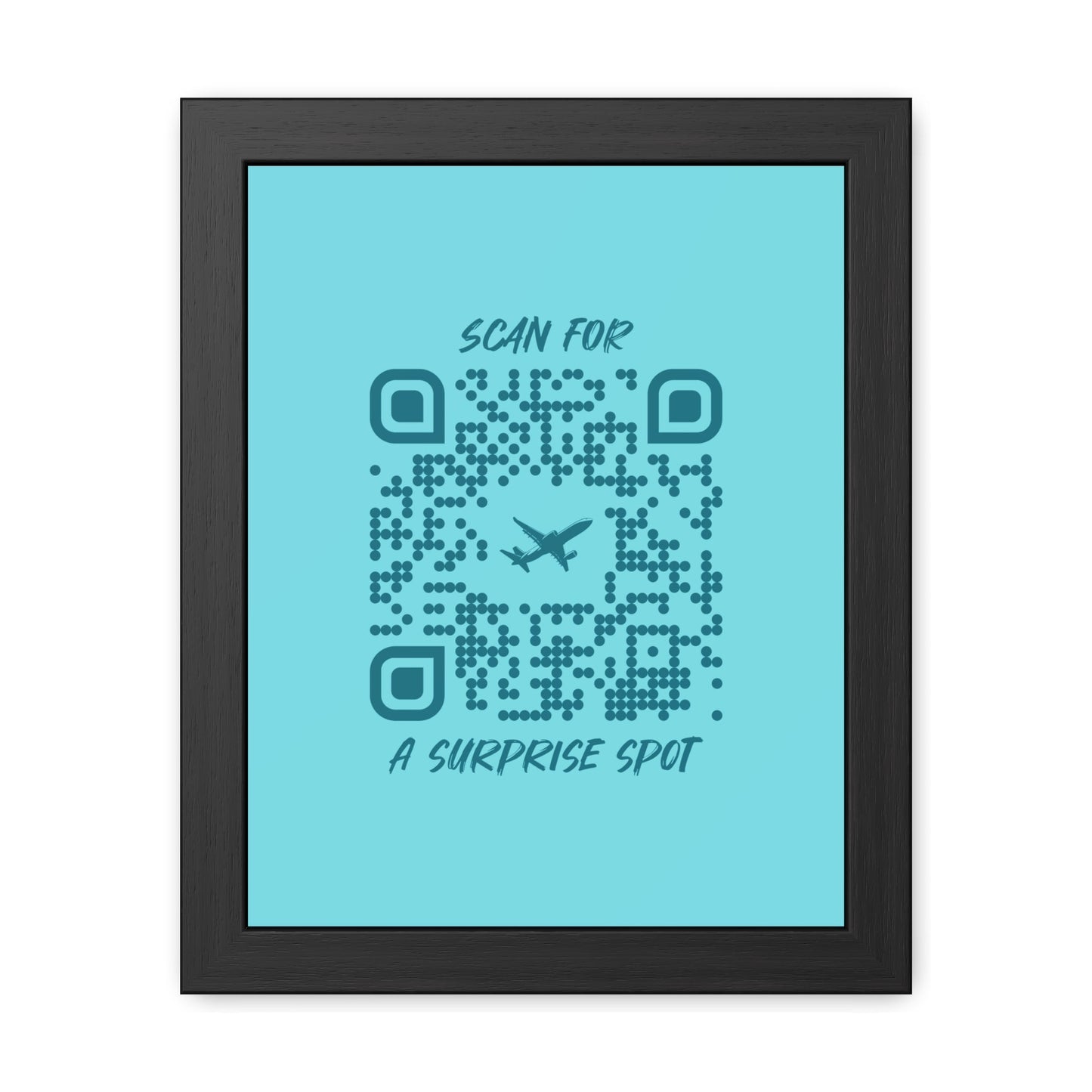 Travel – Framed Poster – Blue – Scan for a Surprise Spot - QR NATION