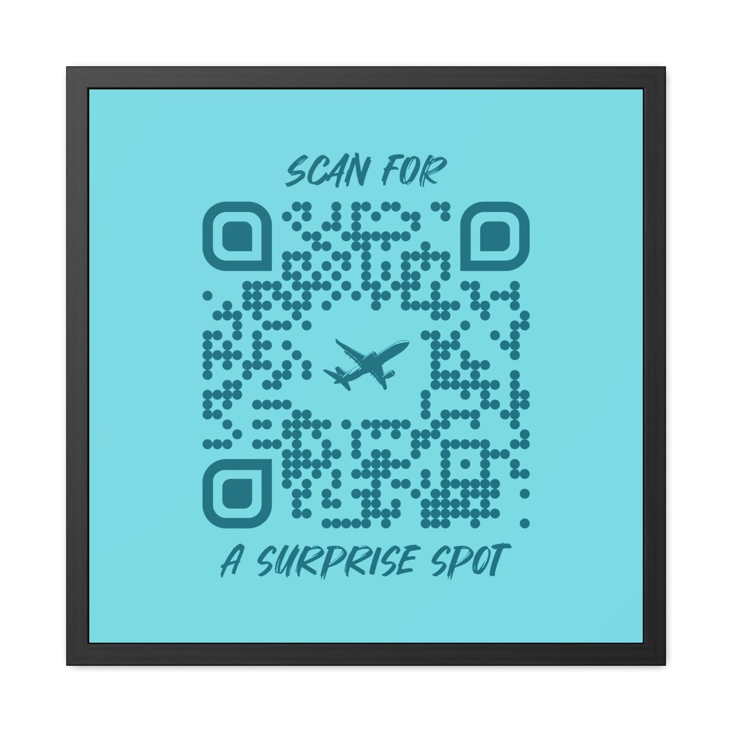 Travel – Framed Poster – Blue – Scan for a Surprise Spot - QR NATION