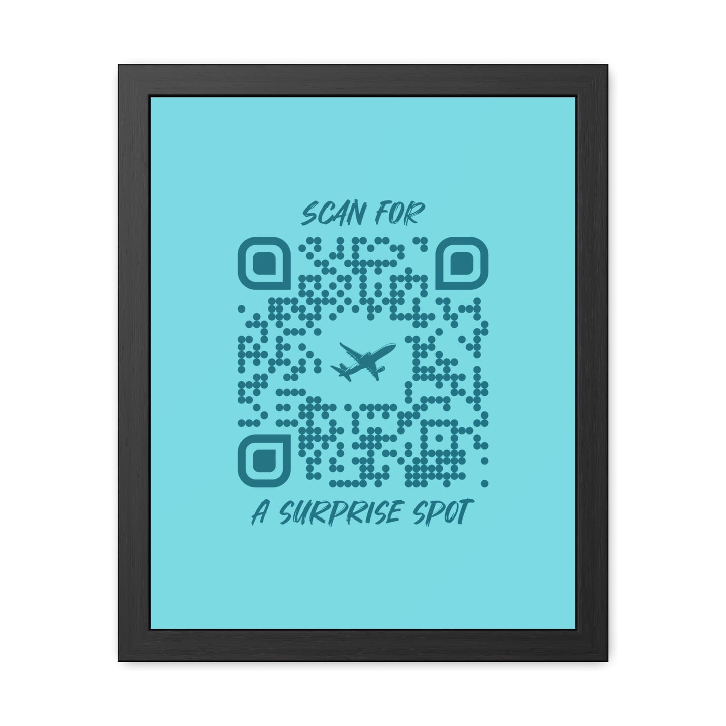 Travel – Framed Poster – Blue – Scan for a Surprise Spot - QR NATION