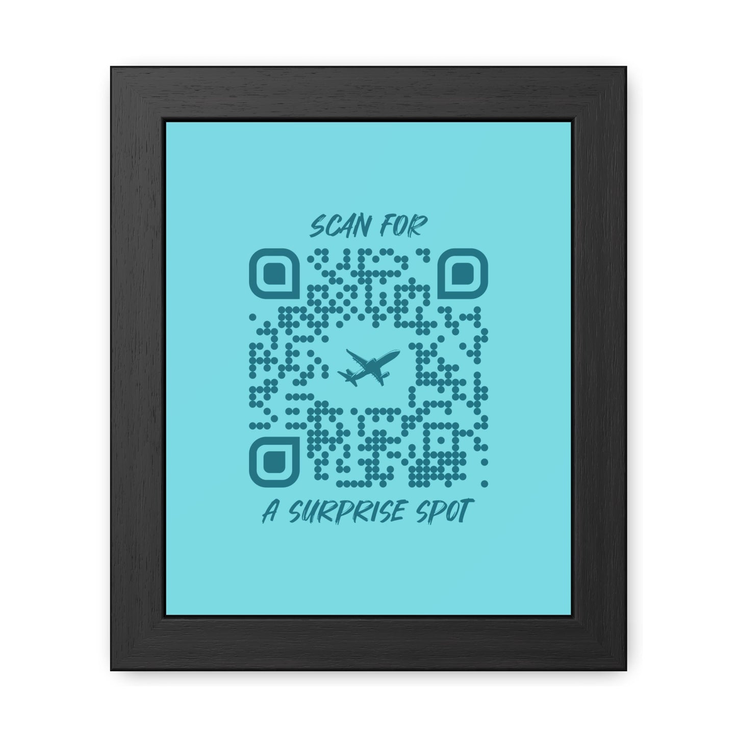 Travel – Framed Poster – Blue – Scan for a Surprise Spot - QR NATION