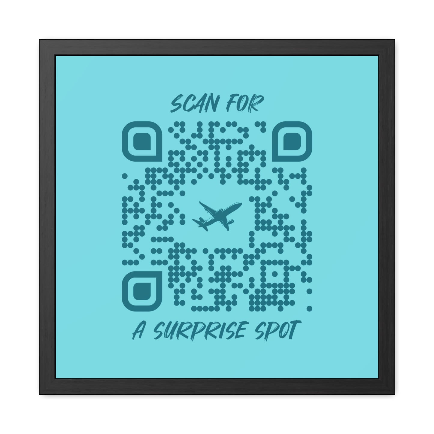 Travel – Framed Poster – Blue – Scan for a Surprise Spot - QR NATION