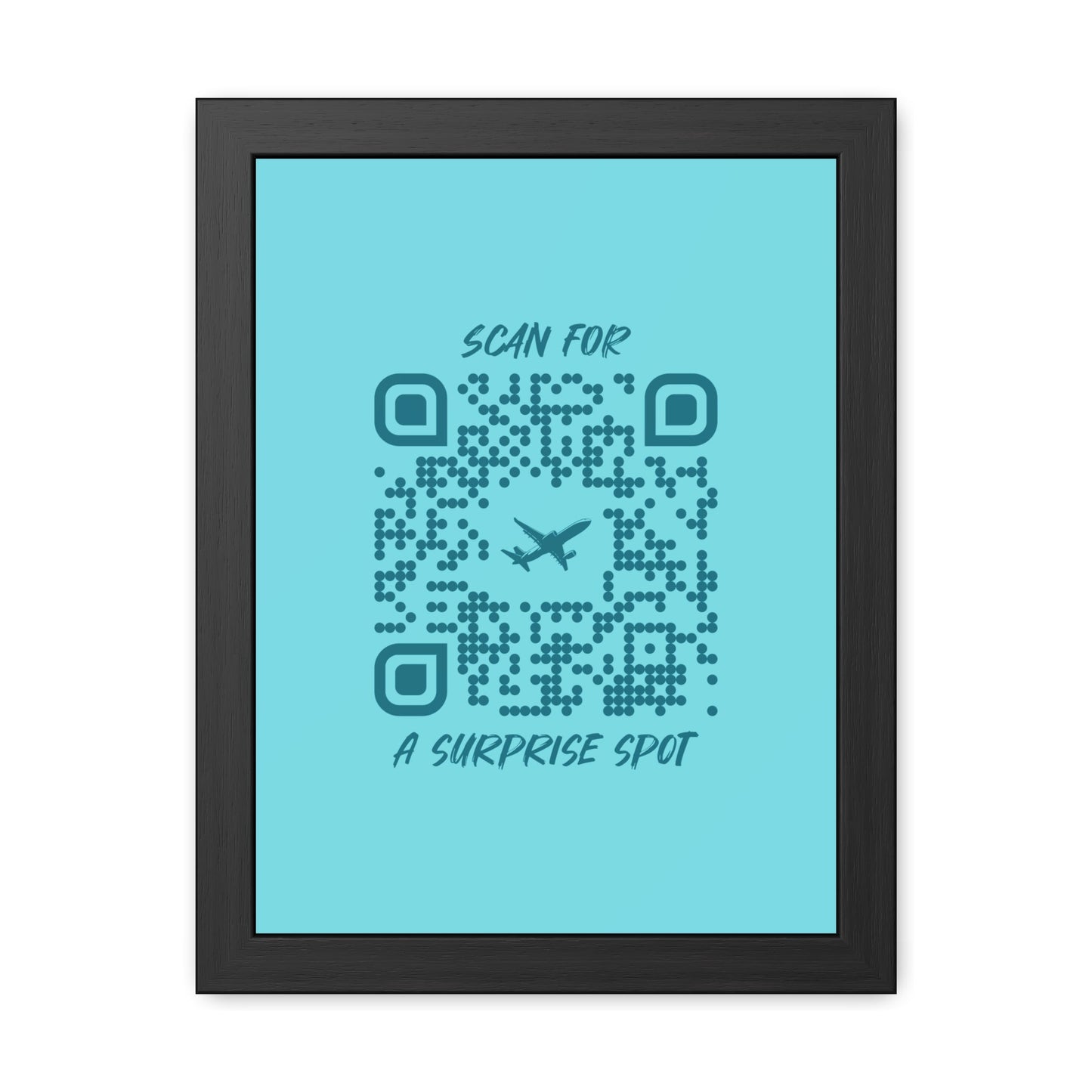 Travel – Framed Poster – Blue – Scan for a Surprise Spot - QR NATION