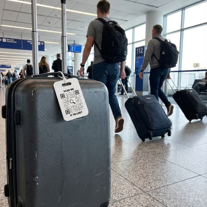 Travel – Luggage Tag – Green – Plane Design – Scan Me If I'm Lost - QR NATION