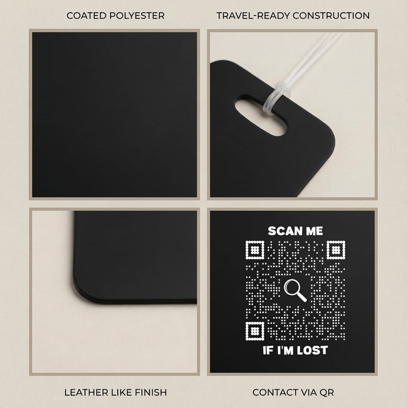 Travel – Luggage Tag – White – Beach Design – Scan Me If I'm Lost - QR NATION