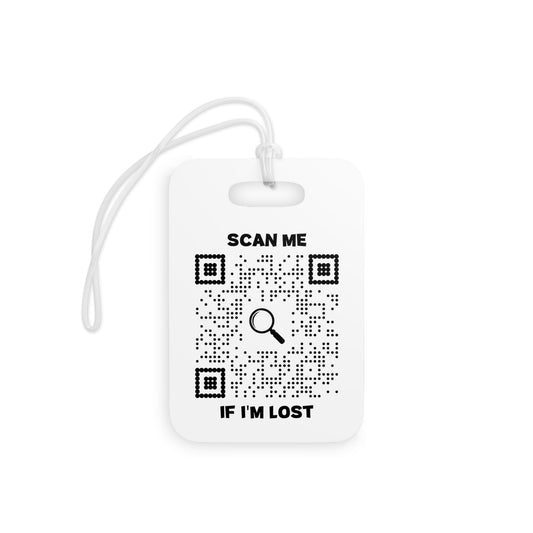 Travel – Luggage Tag – White – Beach Design – Scan Me If I'm Lost - QR NATION